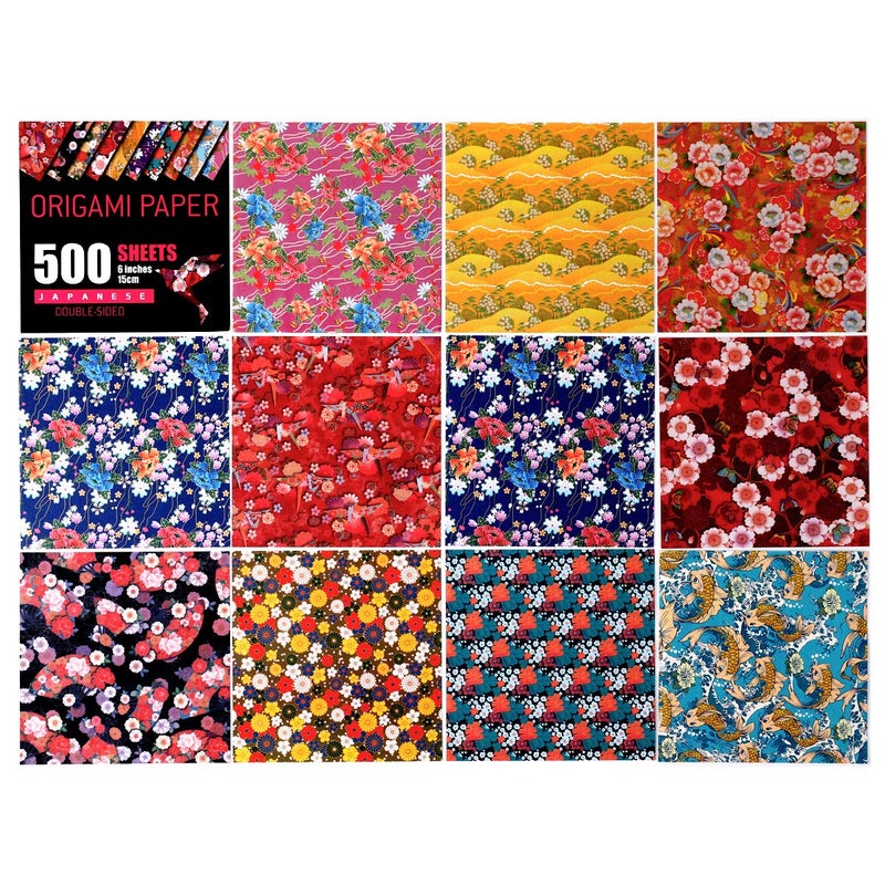 BB Bachmore Japanese Washi Origami Paper 500 Sheets, 10 Vivid Colors, Colors Make Colorful and Easy Origami,6 Inch Square Sheet, Papers, Arts and Crafts Projects (E-Book Included) - Image 2